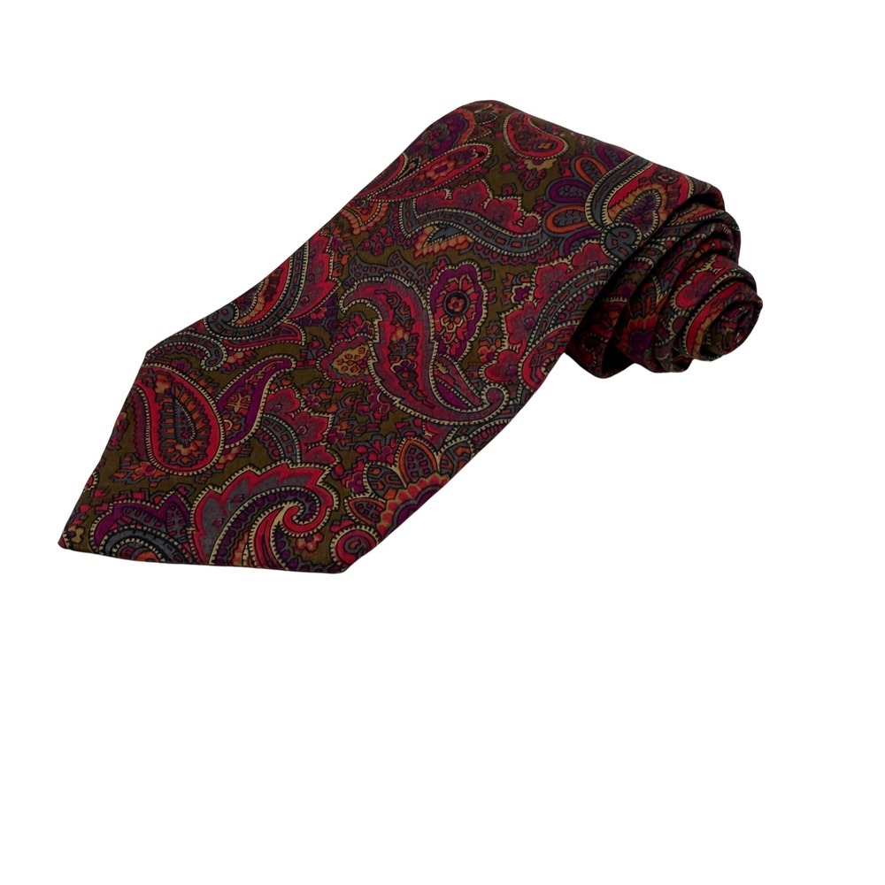 Liberty of London Necktie Mens OS Multicolor Paisley 100% Cotton Made in USA